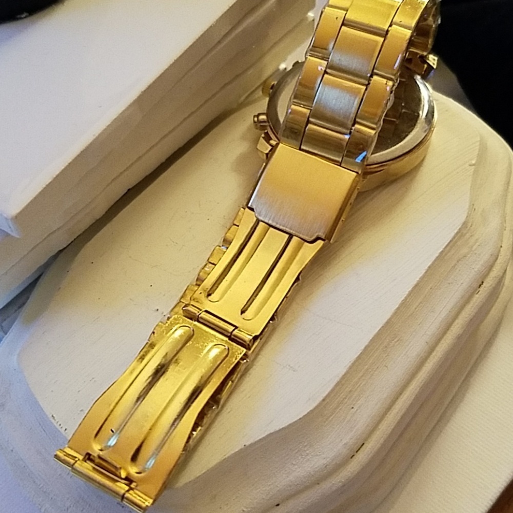 Geneva Gold Rhinestone Bracelet Band 9" - Picture 4 of 4